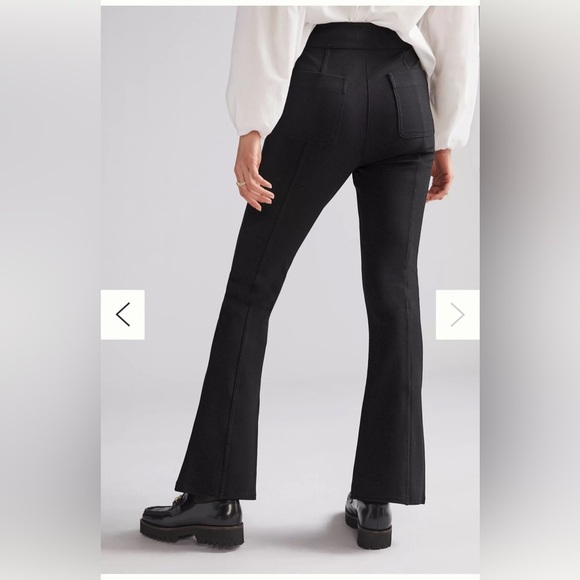 Anthropologie Maeve black slit-front hem Ponte knit flared pant women’s size 4 - Picture 3 of 15
